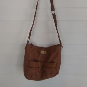 Roxy brown leather messenger bag purse